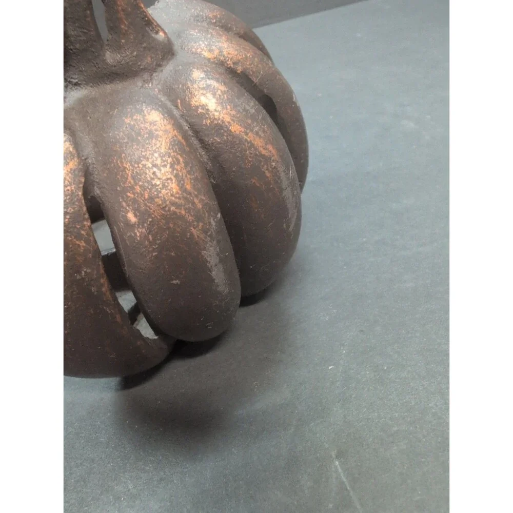 Cast Iron Pumpkin Tea Light Candle Holder Fall Holiday Halloween